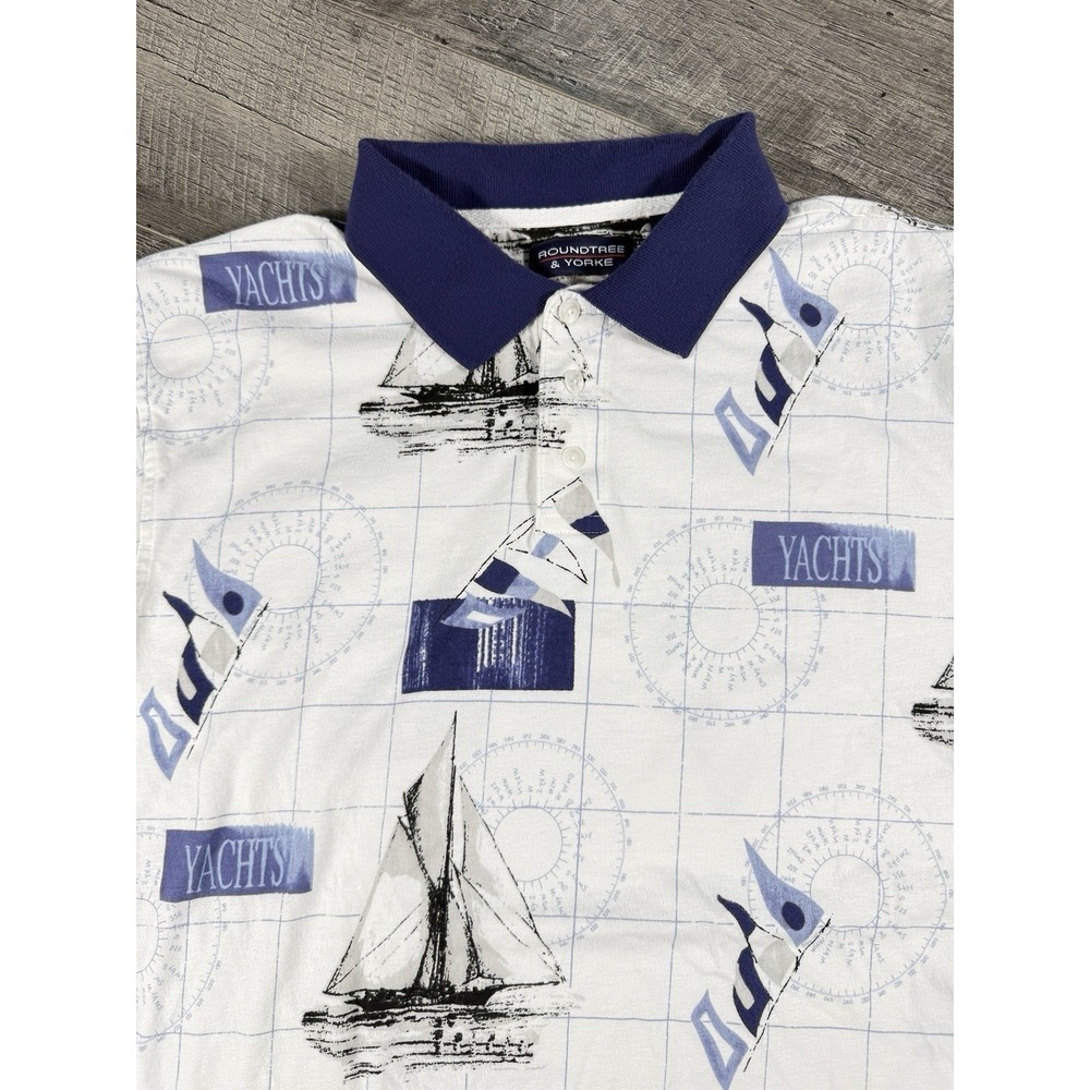 VNTG 90s Roundtree & Yorke USA Made All Over Print Yacht Boat Old Money Large